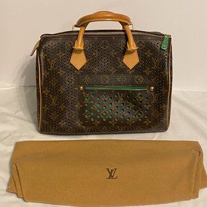 LOUIS VUITTON Monogram Perfo Speedy 30 Hand Bag Green